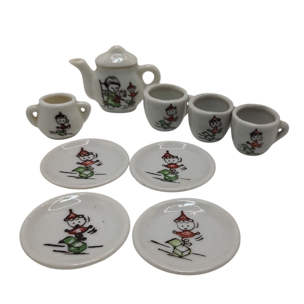 Vintage Miniature Play Tea Set Jack in the Box Made In Japan Ten Piece Set‎ SEE